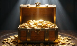 Treasure chest overflowing with virtual coins