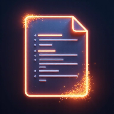 A stylized document icon with glowing elements, representing legal terms and conditions